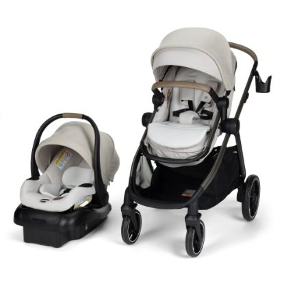 Picture of Maxi-Cosi Zelia Pro 5-in-1 Travel System with Mico Pro Infant Car Seat, Baby Stroller Combo, Reversible Seat, Large Wheels, Adjustable Handle, Newborn to Toddler, Lightweight, Classic Oat