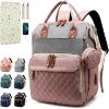 Picture of SHITIESHOU Diaper Bag Backpack Baby Bag, Baby Girl Boy Diaper Bag for Dad Mom with Pad, 16 Pockets, Pacifier Case, Large Diaper Bags Unisex for Travel(Pink Grey)
