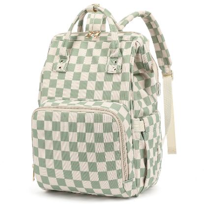 Picture of Dezcrab Baby Diaper Bag Backpack for Mom, Large Capacity Travel Nappy Bag for Boys & Girls with Stroller Straps (Corduroy Checkered Green)