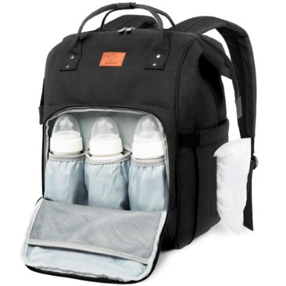 Picture of KeaBabies Baby Diaper Bag Backpack - Large Baby Bag for Boys, Girls, Waterproof Multi Function Travel Diaper Backpack with Changing Pad, Durable Travel Essentials for Moms and Dads (Trendy Black)