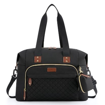 Picture of Tuwubi Diaper Bag Tote,Baby Diaper Bag with Pacifier Case Large Travel Diaper Tote Caddy for Mom and Dad Multifunction Large Baby Bag - M-Black