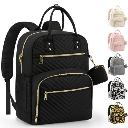 Picture of Pritent Diaper Bag Backpack,Baby Essentials Diapers Bag with Pacifier Case,Multipurpose Stylish Large Capacity Travel Backpack for Baby Girl/Boy(M-Black)