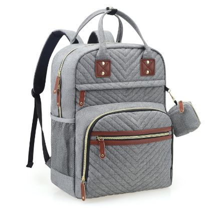 Picture of Tuwubi Diaper Bag Backpack, Baby Essentials Travel Tote Bag, Multi function Waterproof Backpacks, Travel Essentials with Stroller Straps & Pacifier Case - Grey