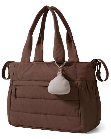 Picture of BAGSMART Diaper Bag Tote, Hospital Bag for Labor Delivery, Large Capacity Baby Bags for Mom, Puffy Maternity Travel Tote with Changing Pad & Pacifier Case