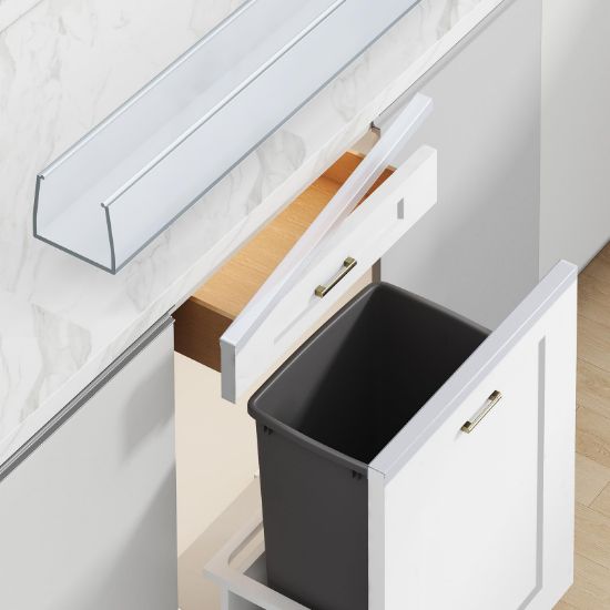 Picture of Snugly Fit 18" Length Cabinet Door Protector, Flexible Slip-On Plastic Edge Guard, Thin Transparent Edge Protectors to Prevent Wear, Chipping, Discoloration, Cabinet Bumpers, 3/4" Thick, 2 PCS