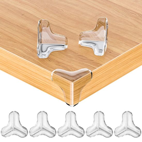 Picture of 8 Pack Large Clear Corner Protectors for Baby Proofing Furniture - Table Edge Guards and Bumpers