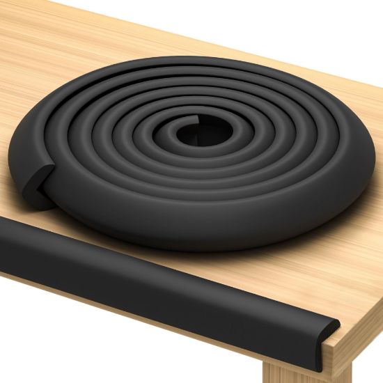 Picture of Premium 12ft Edge Protector for Baby, Odorless & Waterproof Edge Protector with 3M Adhesive Tape, Non-Toxic to Baby Proof Corners and Edges, Wall Corner Protector & Desk Edge Cushion Black