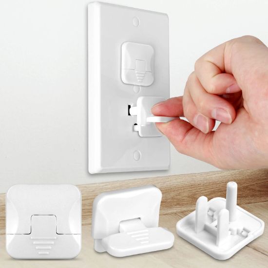 Picture of Mom's Choice Gold Awards Winner - Outlet Covers with Hidden Pull Handle Baby Proofing Plug Covers (45 Pack) 3-Prong Child Safety Socket Covers Electrical Outlet Protectors Kid Proof Outlet Cap