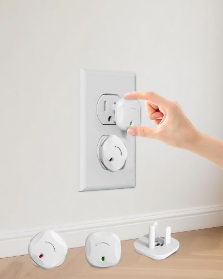 Picture of TrusTot Outlet Covers Baby Proofing, 24 Pack Plug Covers Baby Proofing, Outlet Plug Covers for US 3-Prong to Prevent Electric Shock, Outlet Covers for Home, Office, School, Kindergarten, White