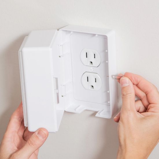 Picture of Outlet Cover Box Baby Proofing - Locking Plug Cover Box with Outlet Lock, Childproof Plug Covers for Cords & Power Plugs, Plug Lock Cover for Wall Outlets