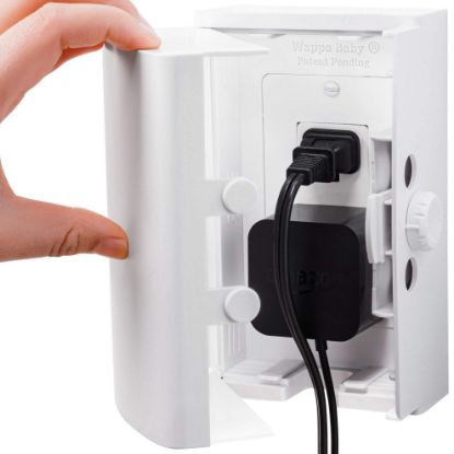 Picture of Outlet Cover BOX Baby Proofing (2 Pack) Patented Dual-Lock for Much Better Toddler Proofing, Easier Operation, Simple 3 Step Install with Included Screws. Provides Extra Space Inside for Plugs (White)