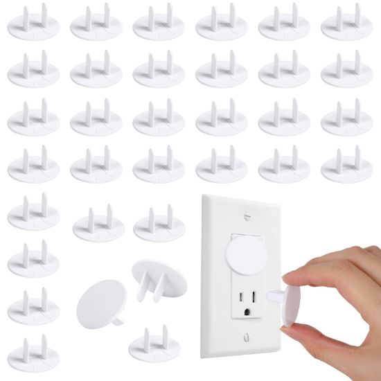 Picture of Rindion 65 Pcak Outlet Plug Covers, White Baby Proof Outlet Covers, Plastic Electrical Socket Covers for Outlets, Easy Installation, Durable and Steady Wall Plug Covers for Home and Office