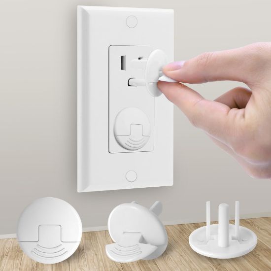 Picture of PRObebi Outlet Covers Baby Proofing White - 38 Pack Plug Covers for Electrical Outlets, Child Proof Socket Covers, Baby Safety Products for Home, Office, Easy Insatllation