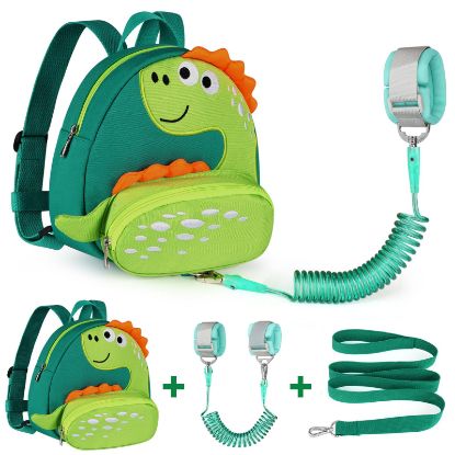 Picture of Accmor Toddler Harness Backpack Leash, Cute Dinosaur Backpacks with Anti Lost Wrist Link, Cute Mini Child Backpack Wristband Tether Strap and Protection Leashes for Boys Girls Aged 1-3 Years