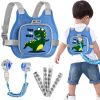 Picture of Toddler Harness Leash+ Anti Lost Wrist Link, Accmor Cute Dinosaur Kids Harness with Leash, Foldable Child Leash Baby Walking Wristband Assistant Strap Belt for Parent Boys Outdoor Activity