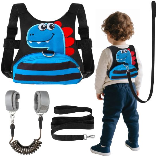 Picture of Toddler Leash for Kids-Baby Child Harness with Anti Lost Wrist Link for Boys/Girls (Blue+Black)