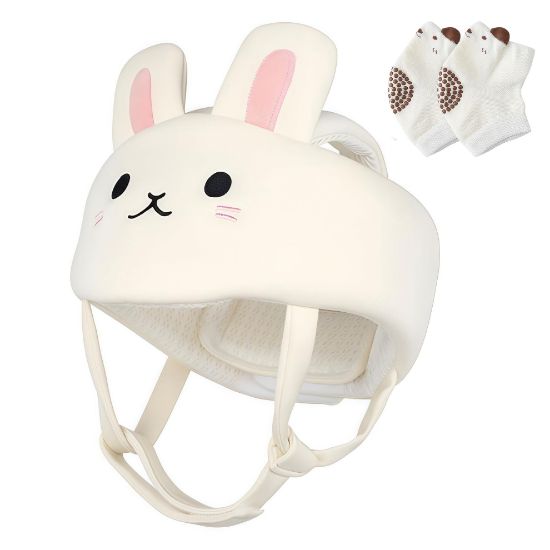 Picture of Baby Helmet for Crawling Walking - Soft and Lightweight Baby Head Protector with Adjustable Straps, 360 Protection for Toddlers, Cute Bunny Ears Design, Perfect Baby Fall Back Head Protector