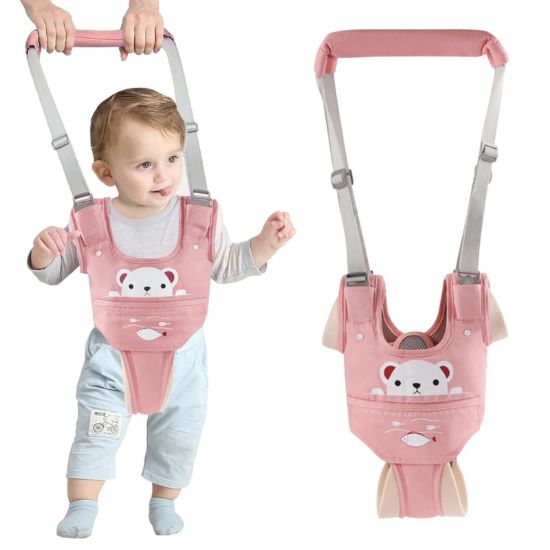 Picture of Ocanoiy Baby Walking Harness Handheld Baby Walker Assistant Belt Adjustable Toddler Infant Walker Harnesses Standing Up and Walking Learning Helper with Detachable Crotch for 9-24 Month (Pink)