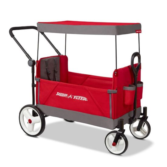 Picture of Radio Flyer Wagon for Kids, Baby Stroller, Outside Toys for Toddlers 1-3, Rolling Cart, Beach Cart with Wheels, Convertible Stroller Wagon for Kids Ages 1+ Years, Red