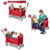Picture of Radio Flyer 3-in-1 EZ Fold Wagon with Canopy, for Kids 1.5+, UV Shade, One-Hand Flat Fold, Seats 2 or Converts to Bench, DuraClean Fabric, Rubber Tires, 150 lb Capacity, Wagon for Kids or Cargo