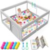 Picture of Baby Playpen with Mat, 50x50 Inch Playpen with Mat Waterproof for Babies and Toddlers Play Pen Playards Safety Gate Fence Active Center Indoor