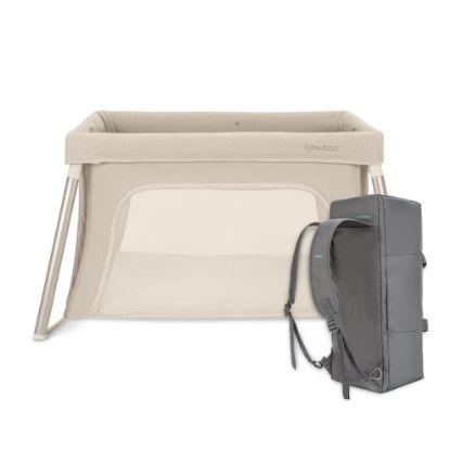 Picture of Newton Baby Compact Travel Crib & Play Yard | Breathable & Washable Mattress, Foldable Carry-On Size, Backpack Straps, Sand, Newton Bassinet Attachment NOT Included or Compatible