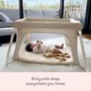 Picture of Newton Baby Compact Travel Crib & Play Yard | Breathable & Washable Mattress, Foldable Carry-On Size, Backpack Straps, Sand, Newton Bassinet Attachment NOT Included or Compatible