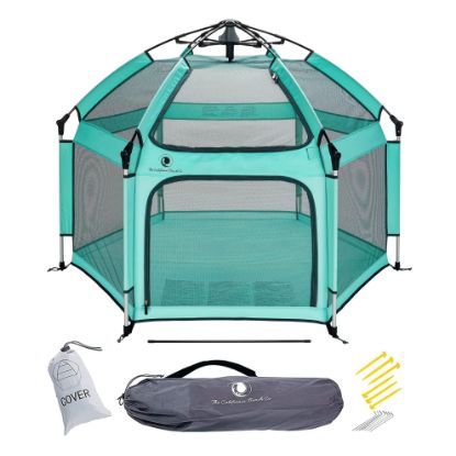 Picture of POP 'N GO PLAYPEN - Indoor & Outdoor Baby Playpen for Babies and Toddlers - Baby Beach Tent, Foldable, Portable W/Canopy, Travel Bag, & Mosquito Net - Pop Up Pack and Play Tent (Sweet Mint)