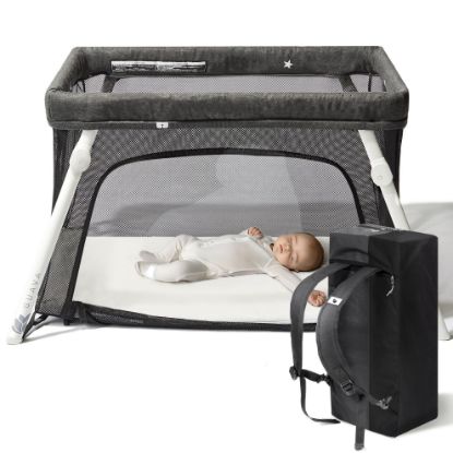 Picture of Guava Family Travel Crib Includes Lightweight Backpack Design | Certified Baby Safe Portable Crib | Folding Play Yard, Comfy Mattress for Babies, Toddlers | Compact Baby Travel Bed
