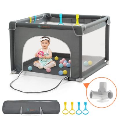 Picture of COMOMY Playpens for Babies and Toddlers, Small Baby Play Pens, Activity Center for Safe and Non-Slip Baby Fence, Full Mesh Design, Indoor & Outdoor Kids Activity Center (Dark Grey, 36"x36")