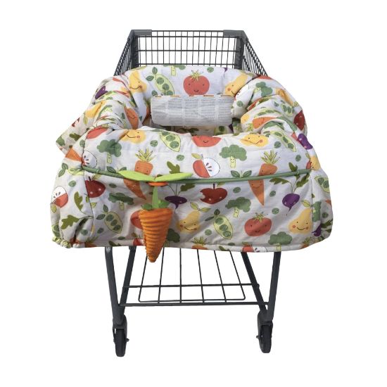 Picture of Boppy Shopping Cart Cover & High Chair Cover, Multi-Color Farmers Market, Cart Cover for Babies with Soft 360-Degree Coverage, SlideLine Toy Tether with Crinkle Leaf Toy Included, 6mo+