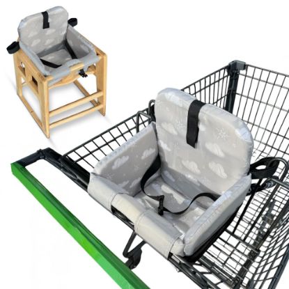 Picture of JoSeat Shopping Cart Seat Cover for Baby, High Chair & Grocery Seat Protector, Padded Chair Covers for Restaurant Seats, Unisex Machine Washable Grocery Cart Liner & Swing Insert - Grey Clouds
