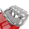 Picture of Love&go Soft Pillow Attached 2-in-1 Shopping Cart and High Chair Cover for Baby, Cotton Padded Cart Cover, Fold'n Roll Style, Portable with Carry Bag (Gray Elephant)