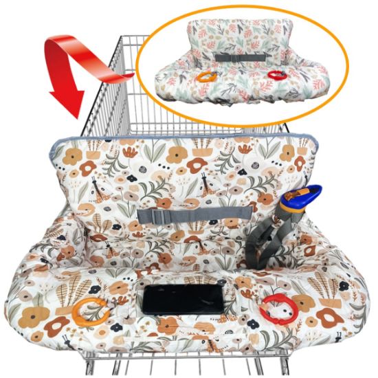 Picture of Shopping Cart Cover for Baby Grocery Cart Cover for Baby boy and Baby Girl, High Chair Cover for Baby and Toddler, Baby Registry Gift - Waterproof - Extra Large - Cotton - Double Sided (Orange)