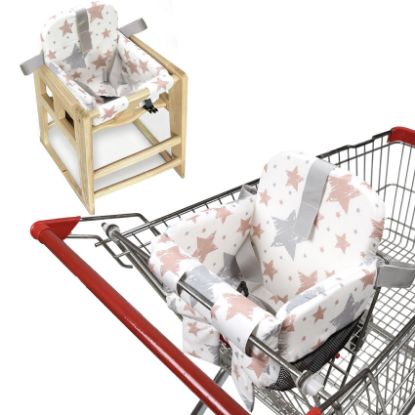 Picture of Padded Shopping Cart Cover for Baby Boy & Girl, High Chair Cover for Restaurant Seat, Machine Washable Infant Toddler Buggy Seat Cover,Compatible with High Back Full Bucket Swing(Star)