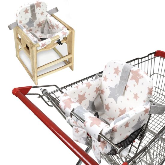 Picture of Padded Shopping Cart Cover for Baby Boy & Girl, High Chair Cover for Restaurant Seat, Machine Washable Infant Toddler Buggy Seat Cover,Compatible with High Back Full Bucket Swing(Star)