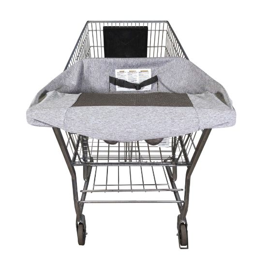 Picture of Boppy Compact Shopping Cart Cover, Antibacterial Treated, Gray Heathered with Storage Pouch, Easy-on Stretch Fabric for Single and Wide Shopping Carts and Playground Swings, 6-48 Months
