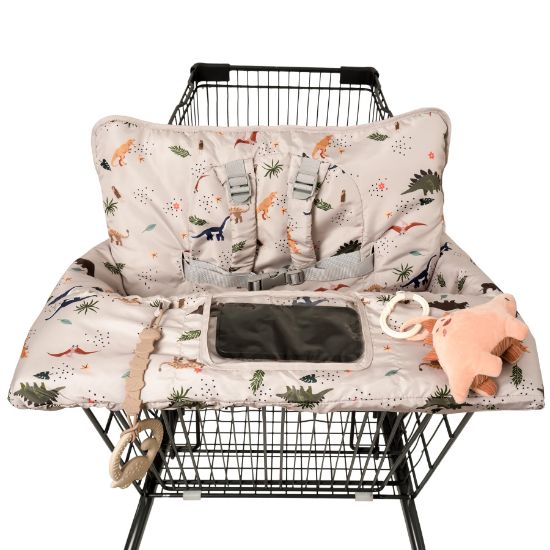 Picture of Shopping Cart Cover for Baby 2 in 1 High Chair Covers for Restaurant Comfortable Grocery Cart Seat Covers for Infant, Toddler Universal Suitable for Most Shopping Carts Machine Washable, Dinosaur