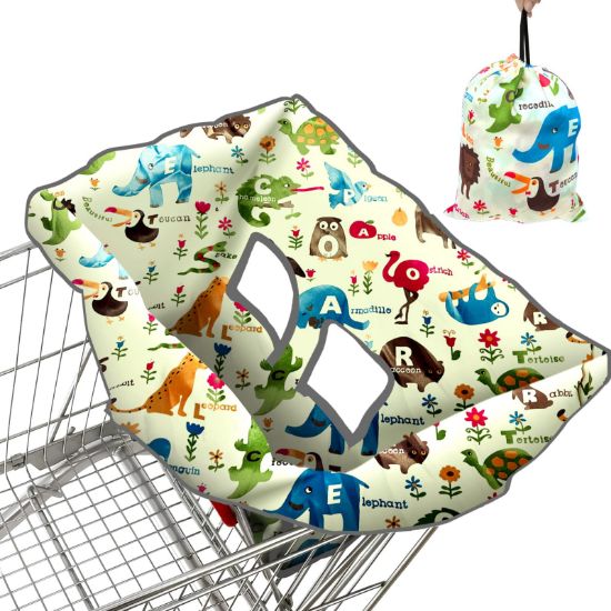 Picture of Shopping Cart Cover for Baby, High Chair Cover, Cart Cover for Babies, Kids& Toddlers, Portable 2-in-1 Design, Includes Free Carry Bag for Market and Resturant Use(Cute Zoo)