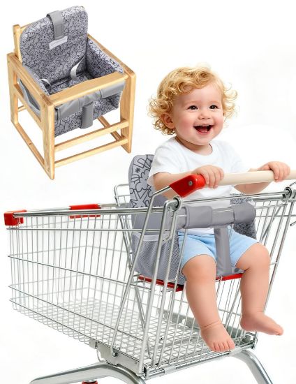 Picture of Sprouterie Shopping Cart Cover for Baby Girl and Boy, High Chair Cover for Restaurant, Padded Grocery Cart Seat Cover & Swing Insert for Infant & Toddler, Durable Machine Washable (Dark Grey)