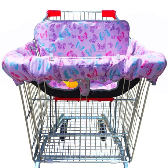 Picture of Gowraps 2-in-1 Shopping Cart and High Chair Cover-Grocery Cart Cover for Babies Toddlers Infants Resturant Highchair Cover-Padded Folds to Portable Pouch for Baby Boy Girl (Butterfly)