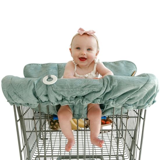 Picture of BINXY BABY 2-in-1 Cushy Cart Cover and High Chair Cover | Universal Fit | Includes Storage Pouch (Sage Leaves)