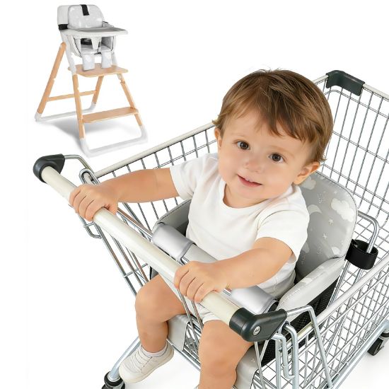 Picture of Portable Baby Shopping Cart Seat, High Chair Cover for Outdoor Hygiene and Safety, One-Hand Installation Cart Seat Cover, Comfortable and Supportive Foam-Padded, Grocery Cart Baby Seat