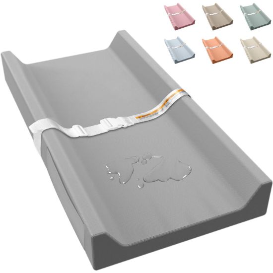 Picture of JVEOO Vegan Leather Baby Changing Pad, Waterproof & Wipeable Soft Diaper Changing Mat 32" x 16.6" Comfortable Infant Changing Station for Dresser & Table