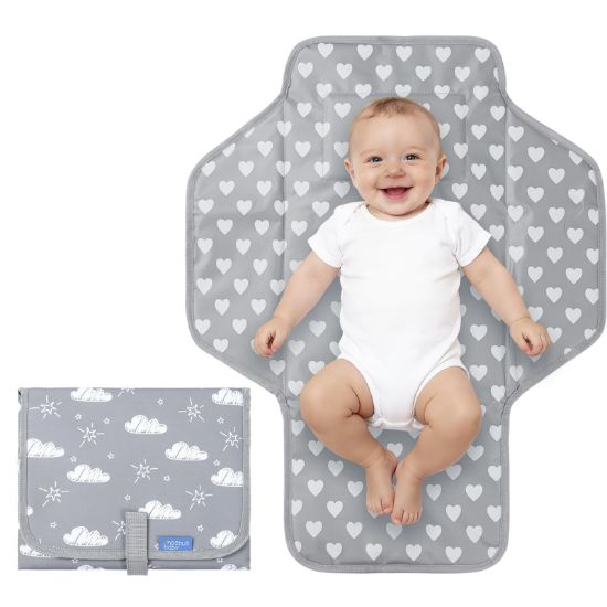 Picture of Baby Portable Changing Pad Travel - Waterproof Compact Diaper Changing Mat with Built-in Pillow - Lightweight & Foldable Changing Station, Newborn Shower Gifts