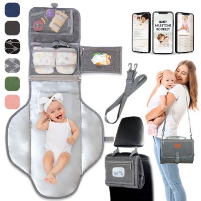 Picture of Portable Changing Pad for Baby - Soft, Comfortable Portable Diaper Changing Pad with Wipes Pockets, Waterproof and Easy to Clean - Baby Registry Search, new born baby essentials must haves, baby stuff