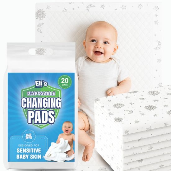 Picture of Eli with Love Disposable Baby Changing Pads - Soft, Waterproof & Leakproof Liners Absorbent Underpads - Large Travel Size Diaper Changing Mat for Home, Car, Diaper Bag - (20 Pack, Boho)
