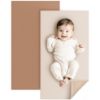 Picture of Konssy Faux Leather Baby Changing Mat, Waterproof, Wipeable & Portable Diaper Changing Pad for Travel or Home, Fits Perfectly in Diaper Bag, 30 x 17 inches (Brown,Beige)