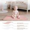 Picture of Konssy 2 Pack Waterproof Muslin Cotton Portable Changing Pad 30"x 17", Soft & Foldable Baby Changing Mat Travel Pad with Terry Backing, Shower Gift for Newborn Girls Boys (Pink,Blossom)