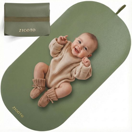 Picture of Beautiful Baby Diaper Changing Mat Made of Vegan Leather - Soft and Easy to Wipe Changing Pad for Travel or at Home Use - Lightweight and Foldable Mat that Perfectly Fits Into Any Diaper Bag